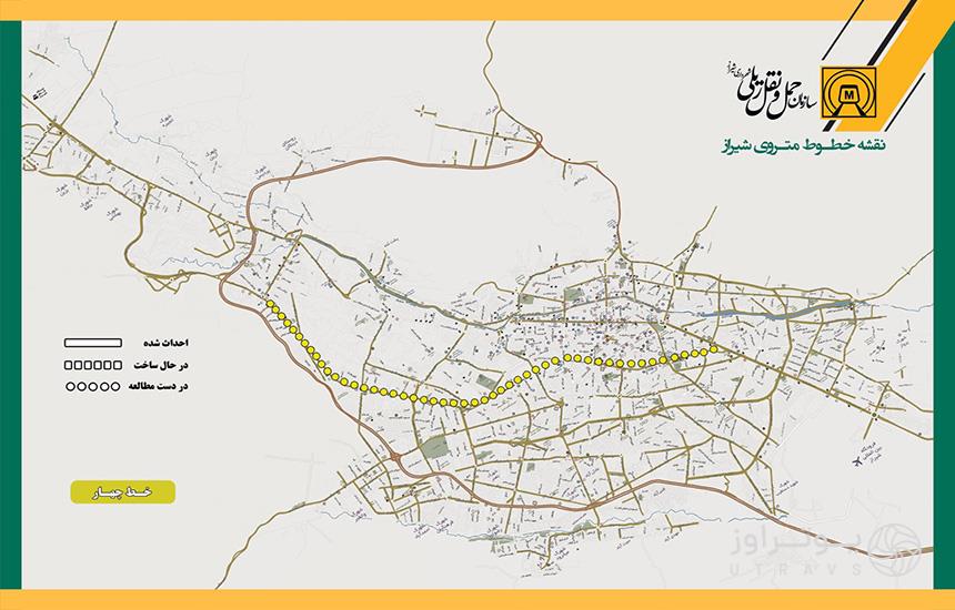 نقشه خط چهار مترو شیراز